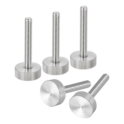 uxcell Uxcell M6x40mm Knurled Thumb Screws, 5pcs 304 Stainless Steel Flat Knurled Head Bolts