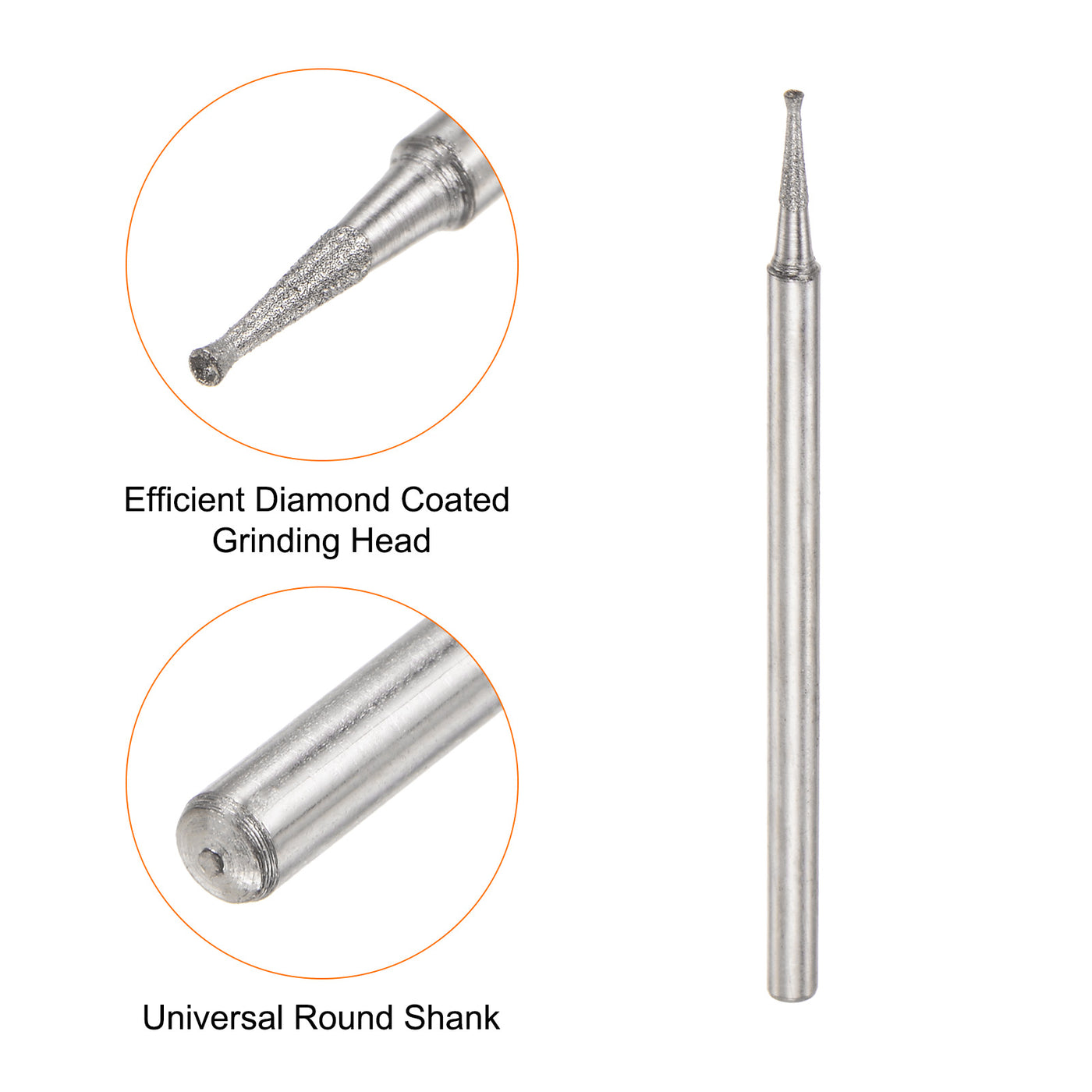 Harfington Diamond Grinding Head Shank Spherical Head Rotary Tool