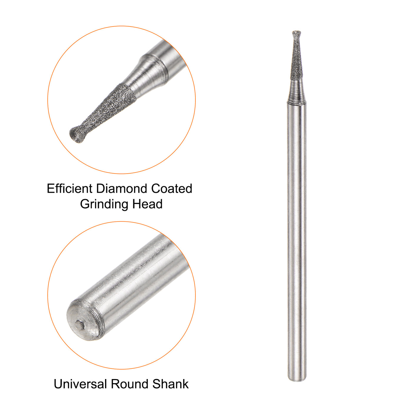 Harfington Diamond Grinding Head Dia Shank Spherical Head Rotary Tool