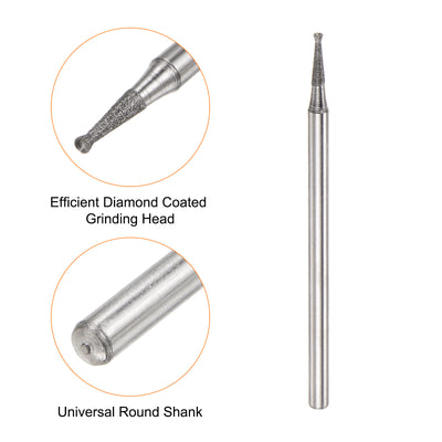 Harfington Diamond Grinding Head Dia Shank Spherical Head Rotary Tool