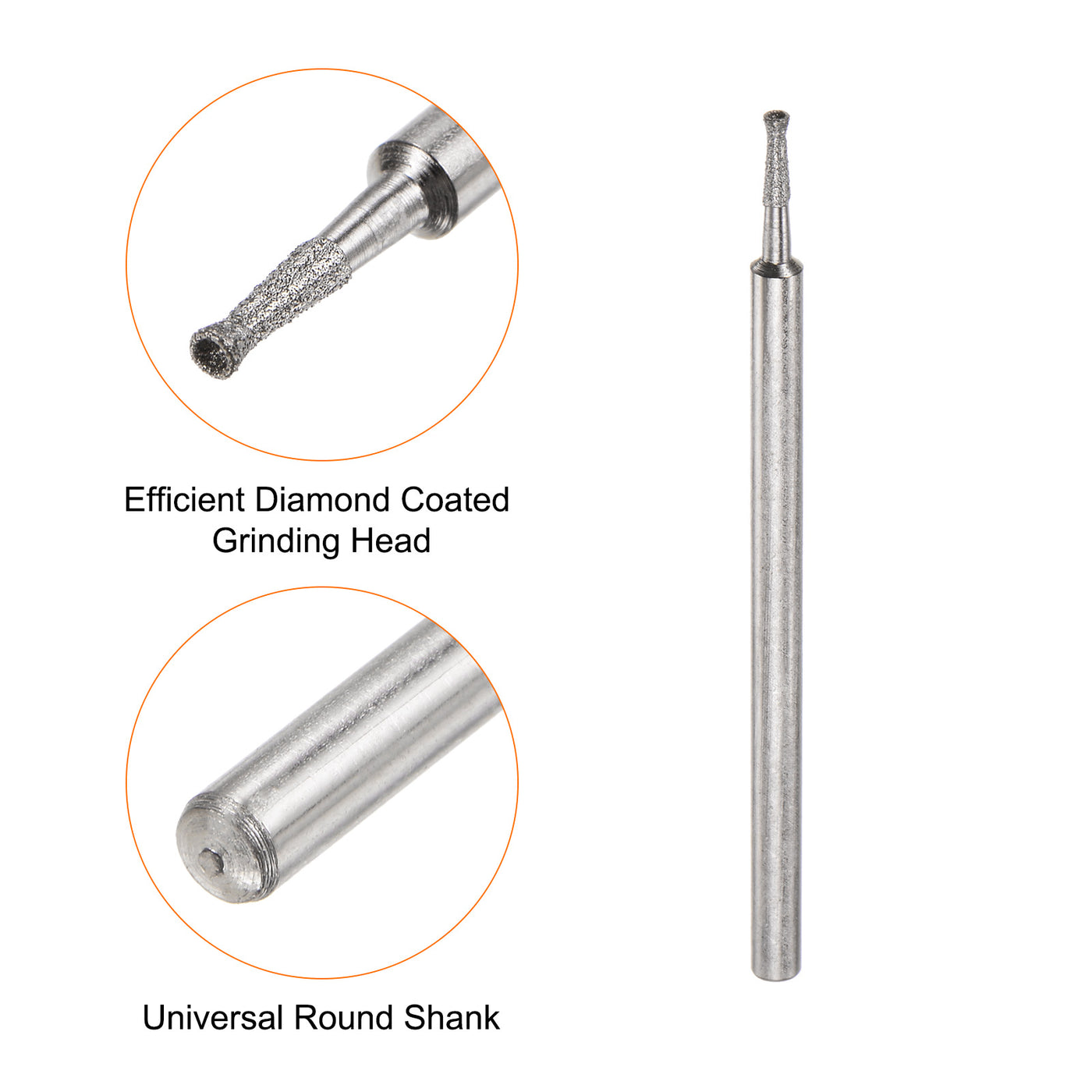 Harfington Diamond Grinding Head Dia Shank Spherical Head Rotary Tool