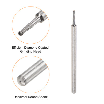 Harfington Diamond Grinding Head Dia Shank Spherical Head Rotary Tool