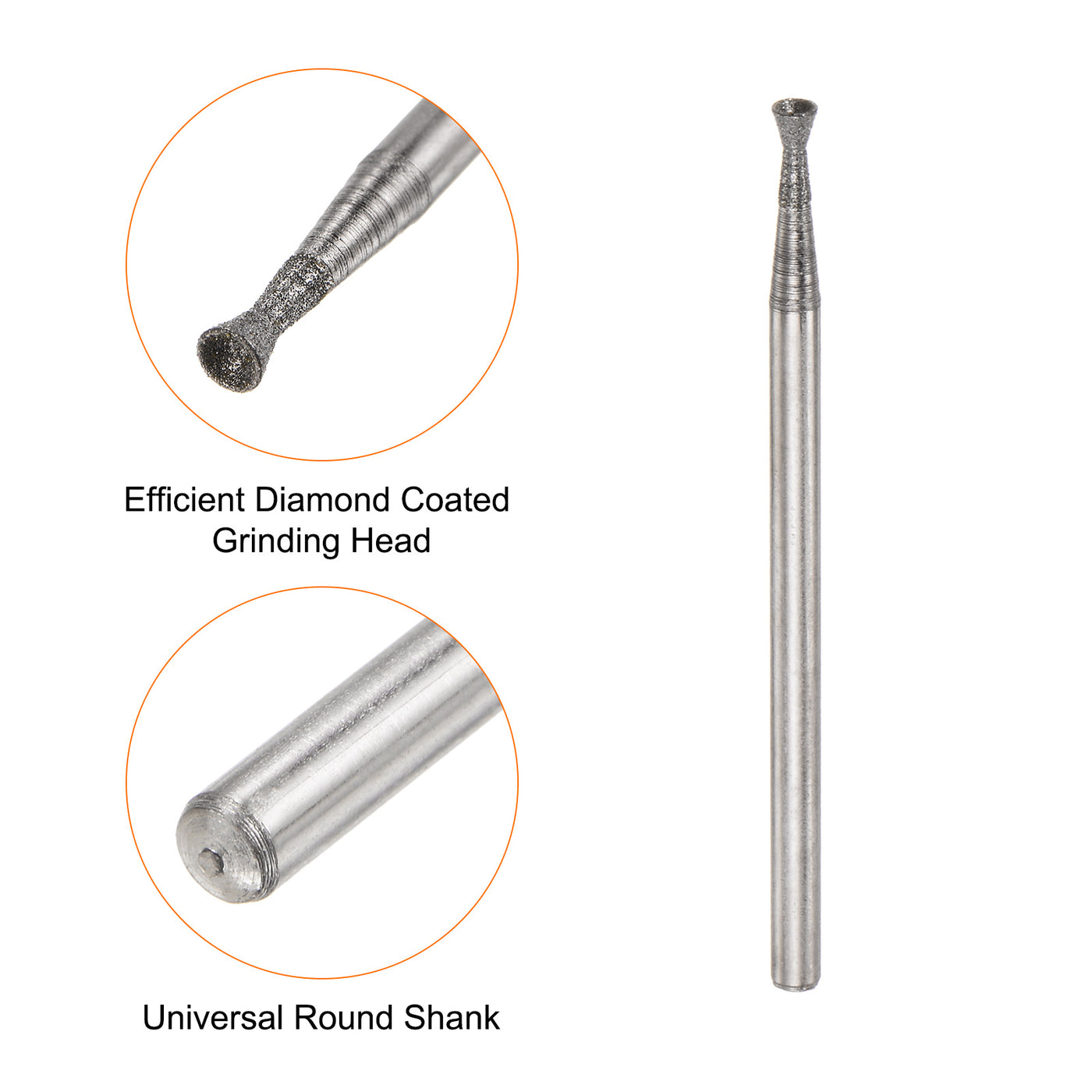 Harfington Diamond Grinding Head Dia Shank Spherical Head Rotary Tool