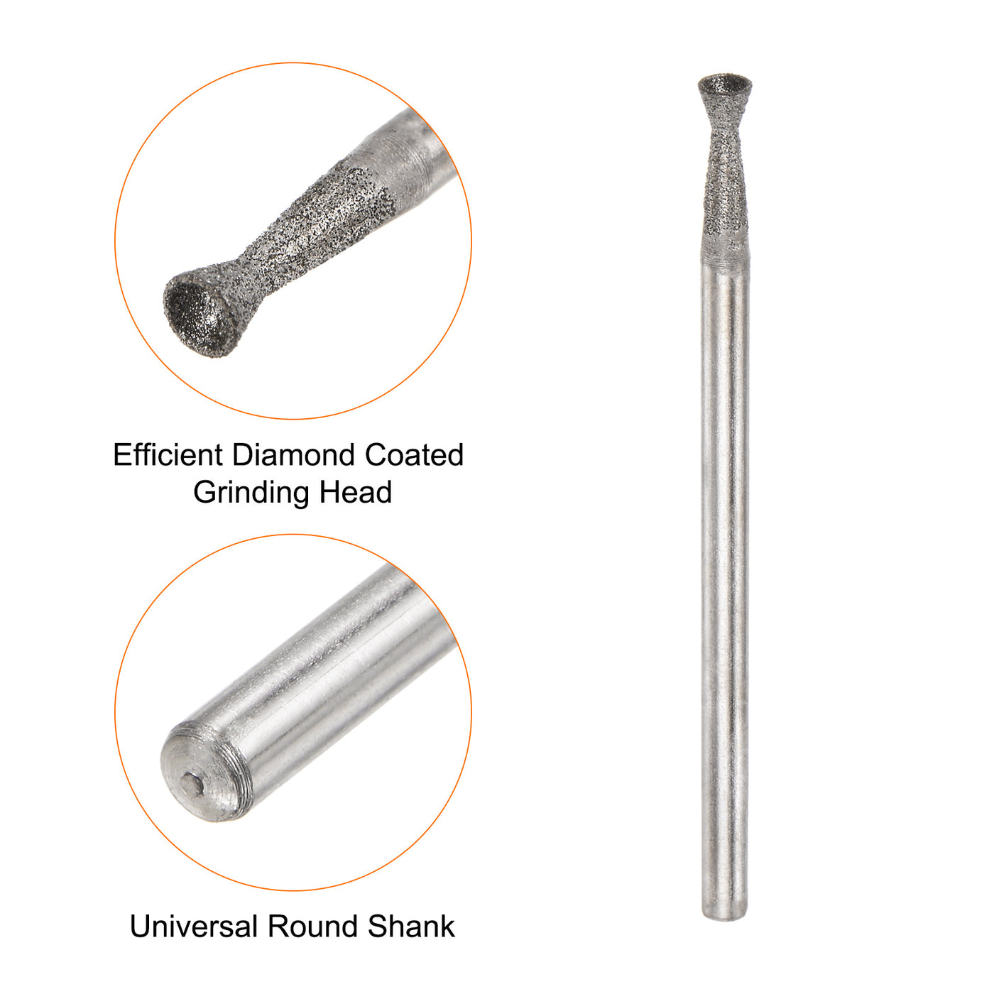 Harfington Diamond Grinding Head Dia Shank Spherical Head Rotary Tool