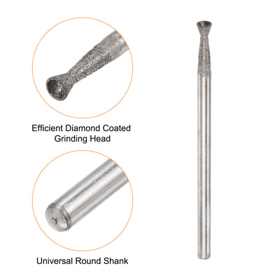 Harfington Diamond Grinding Head Dia Shank Spherical Head Rotary Tool