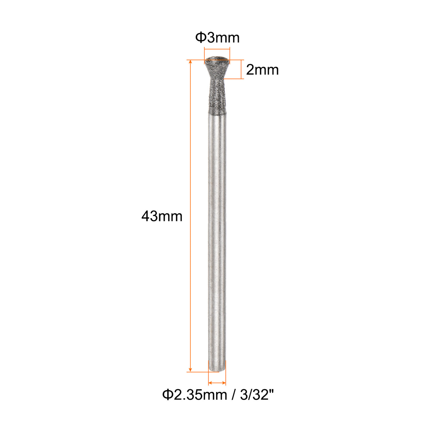 Harfington Diamond Grinding Head Shank Spherical Head Rotary Tool