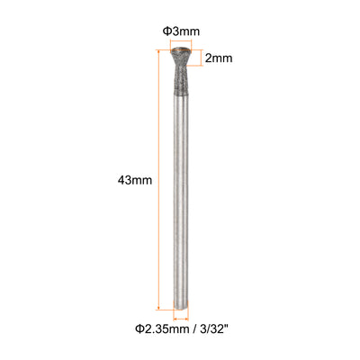 Harfington Diamond Grinding Head Shank Spherical Head Rotary Tool