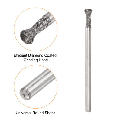 Harfington Diamond Grinding Head Shank Spherical Head Rotary Tool