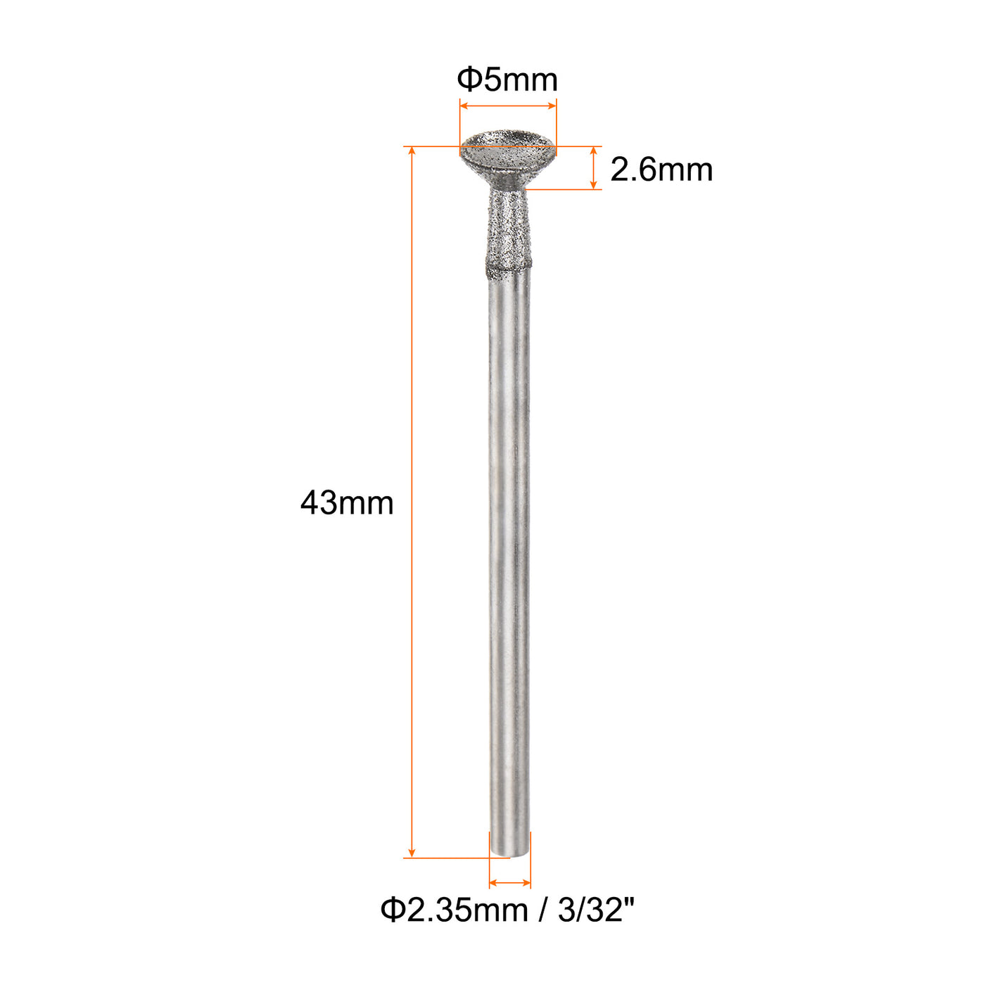 Harfington Diamond Grinding Head Shank Spherical Head Rotary Tool