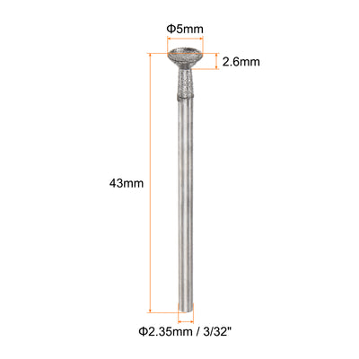 Harfington Diamond Grinding Head Shank Spherical Head Rotary Tool