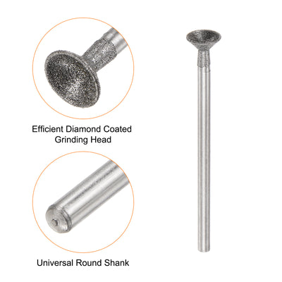 Harfington Diamond Grinding Head Dia Shank Spherical Head Rotary Tool