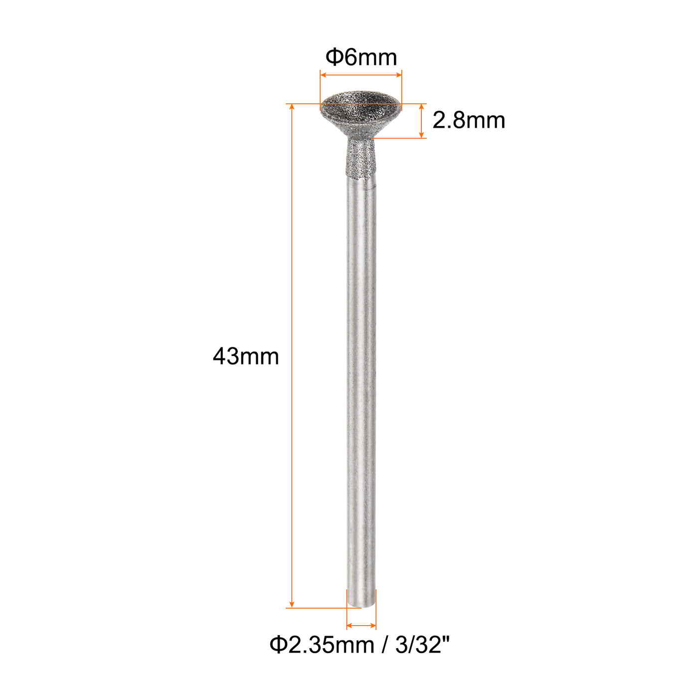 Harfington Diamond Grinding Head Shank Spherical Head Rotary Tool