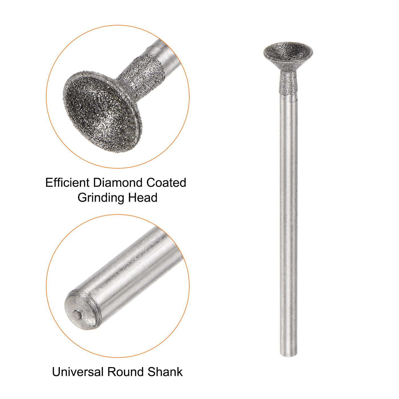 Harfington Diamond Grinding Head Shank Spherical Head Rotary Tool