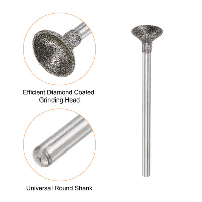 Harfington Diamond Grinding Head Dia Shank Spherical Head Rotary Tool