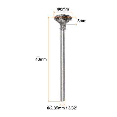 Harfington Diamond Grinding Head Shank Spherical Head Rotary Tool