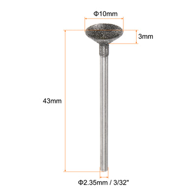 Harfington Diamond Grinding Head Dia Shank Spherical Head Rotary Tool