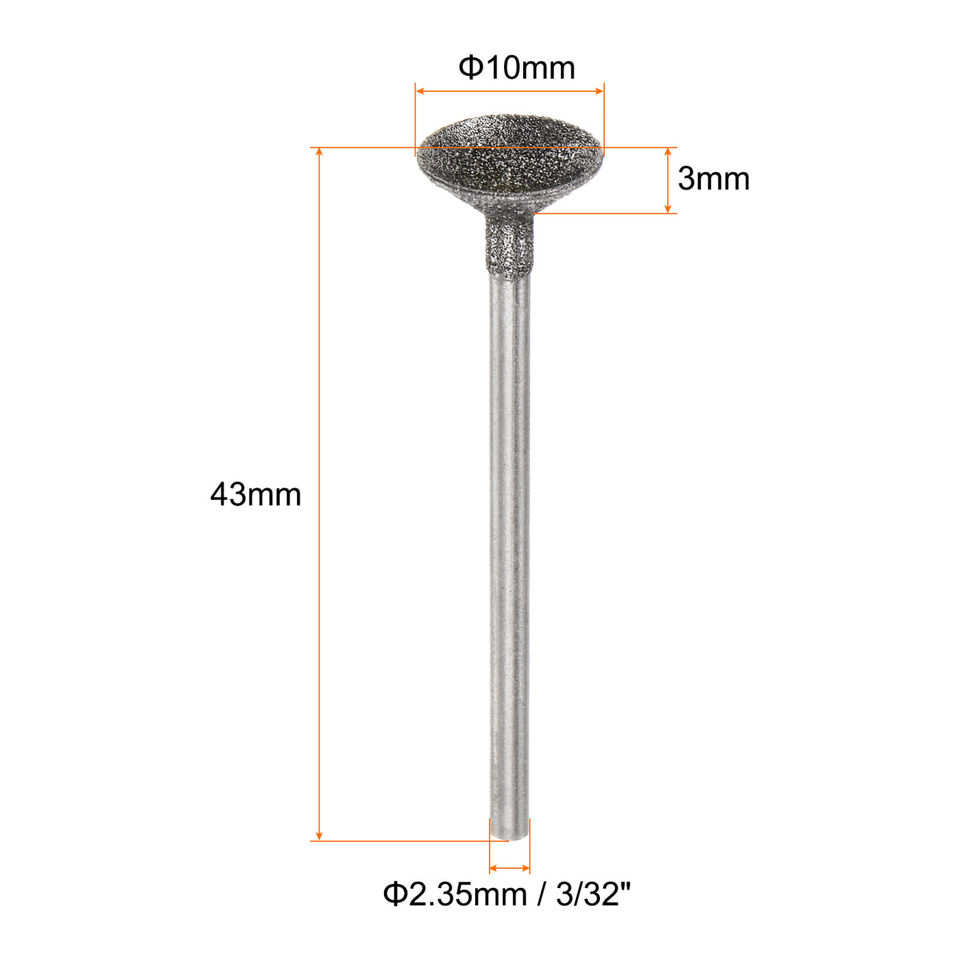 Harfington Diamond Grinding Head Shank Spherical Head Rotary Tool