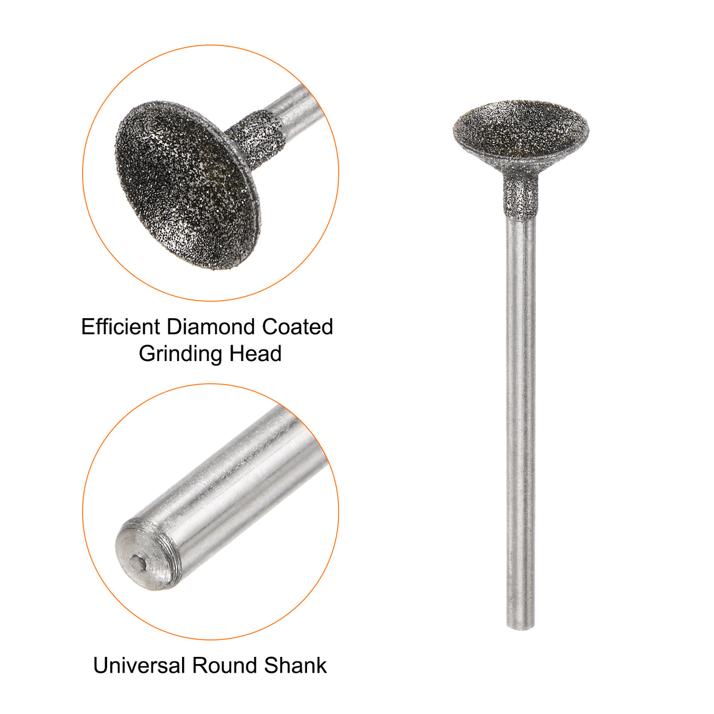 Harfington Diamond Grinding Head Shank Spherical Head Rotary Tool