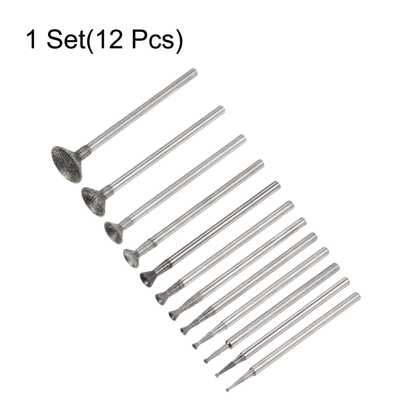 Harfington 12pcs Diamond Grinding Head 0.8/1/1.2/1.5/2/2.5/3/4/5/6/8/10mm Spherical Head