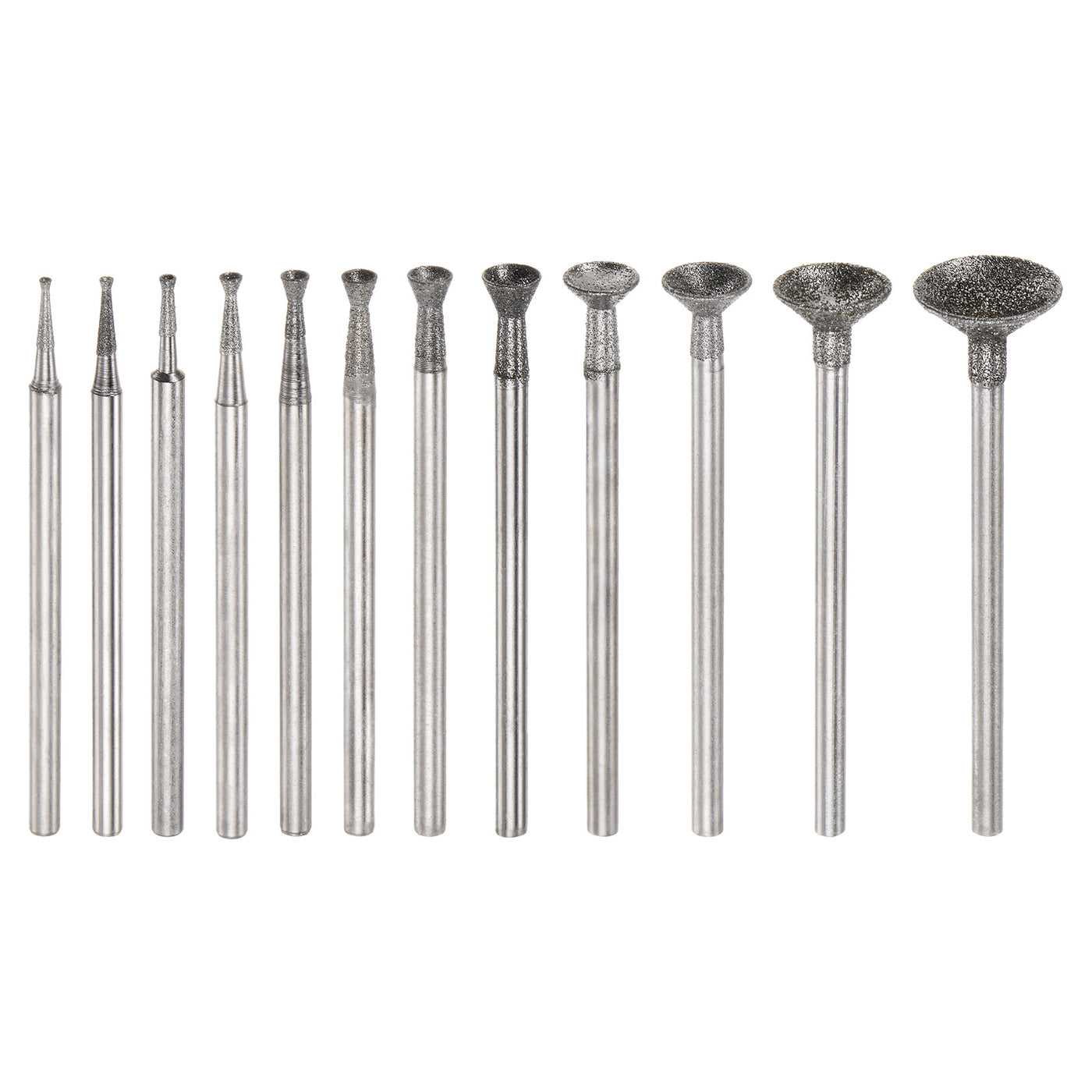 Harfington 12pcs Diamond Grinding Head 0.8/1/1.2/1.5/2/2.5/3/4/5/6/8/10mm Spherical Head