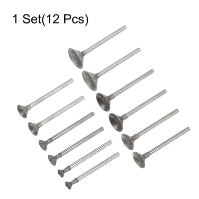 Harfington 12pcs Diamond Grinding Head 6/8/10/12/14/16mm Dia 1/8" Shank Spherical Head