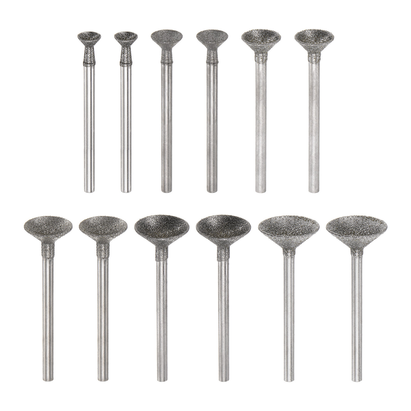 Harfington 12pcs Diamond Grinding Head 6/8/10/12/14/16mm Dia 1/8" Shank Spherical Head