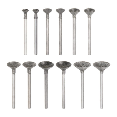 Harfington 12pcs Diamond Grinding Head 6/8/10/12/14/16mm Dia 1/8" Shank Spherical Head