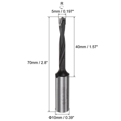 Harfington Uxcell Brad Point Drill Bits 5mm x 70mm Forward Turning Carbide for Woodworking