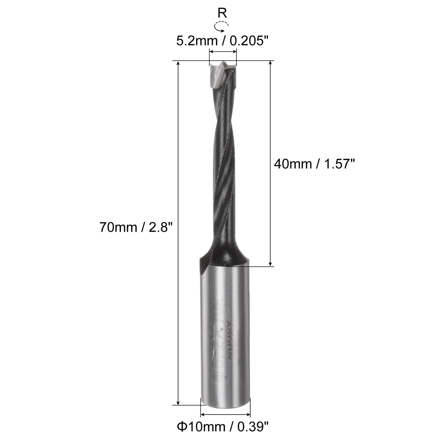 uxcell Uxcell Brad Point Drill Bits 5.2mm x 70mm Forward Turning Carbide for Woodworking