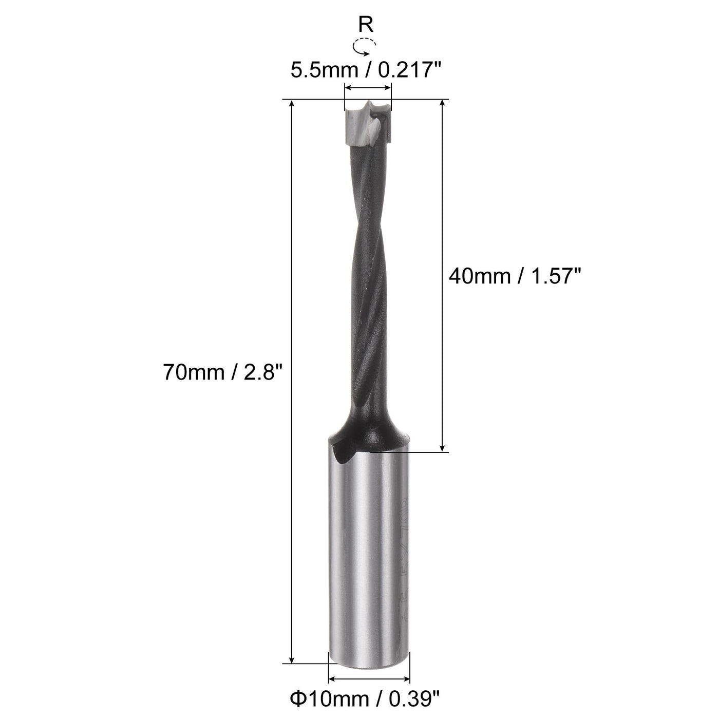 uxcell Uxcell Brad Point Drill Bits 5.5mm x 70mm Forward Turning Carbide for Woodworking