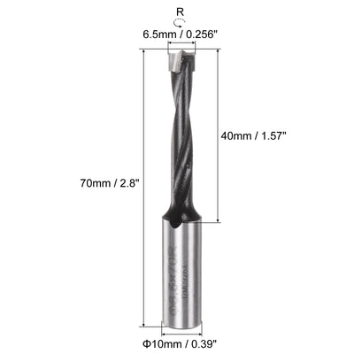 Harfington Uxcell Brad Point Drill Bits 6.5mm x 70mm Forward Turning Carbide for Woodworking