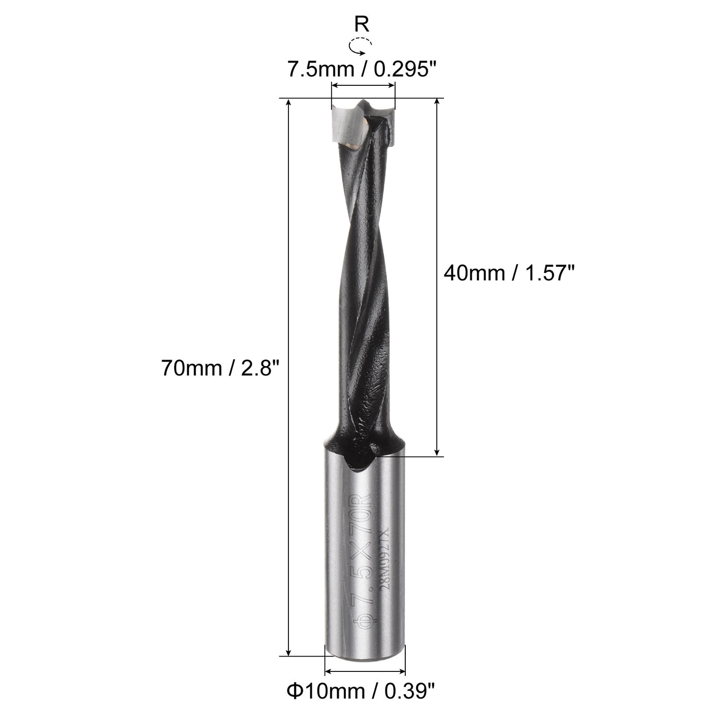 uxcell Uxcell Brad Point Drill Bits 7.5mm x 70mm Forward Turning Carbide for Woodworking