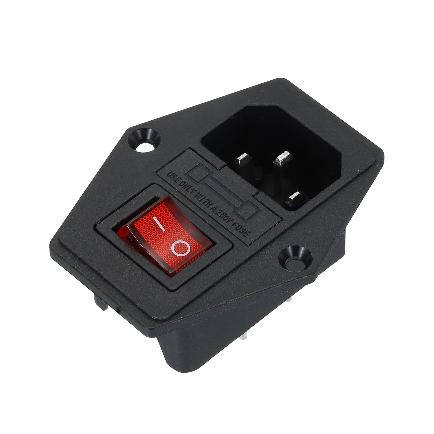 Harfington Power Switch 10A 250V AC Rocker Switch IEC320 C14 Inlet Male Power Socket 1 Pcs