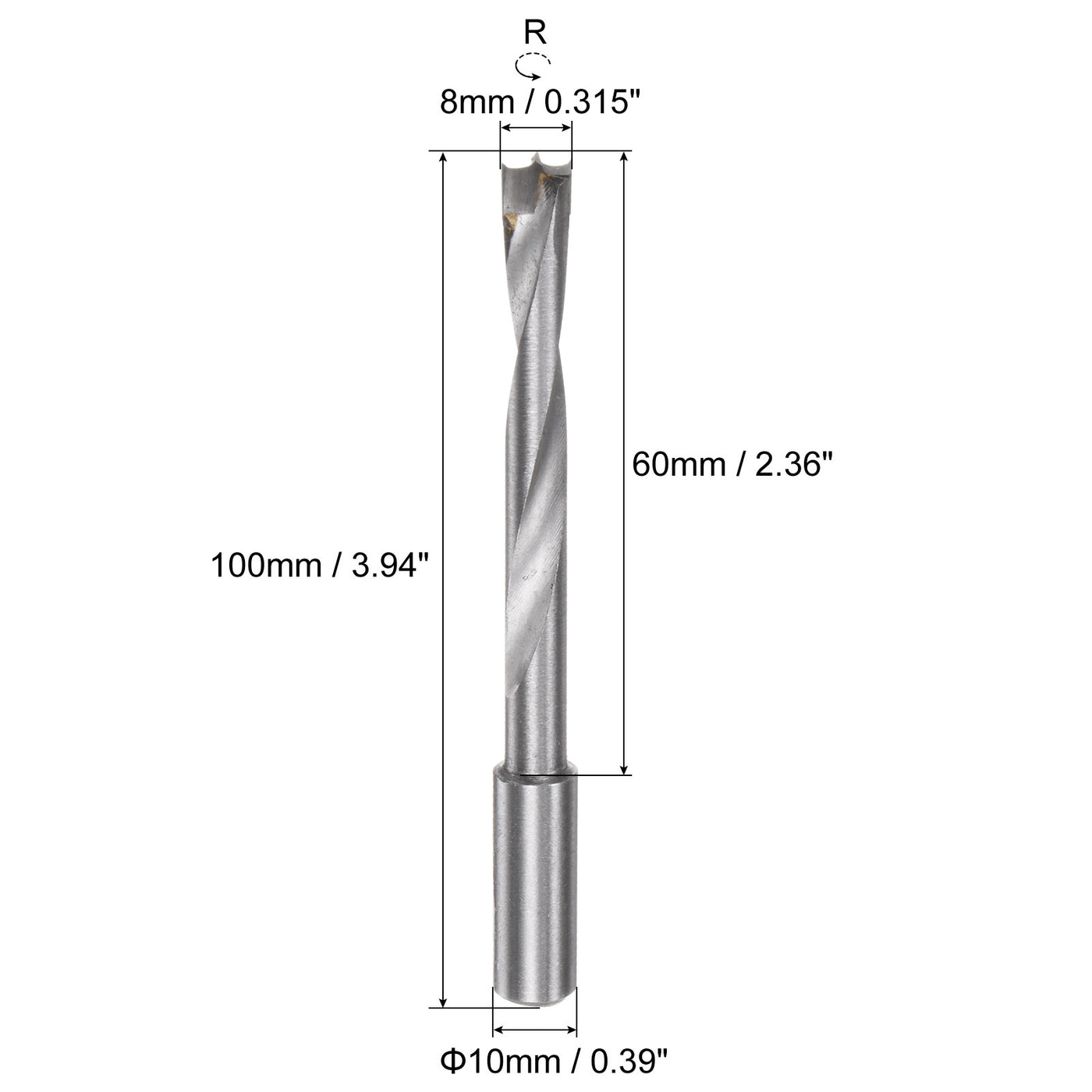 uxcell Uxcell Brad Point Drill Bits for Wood 8mm x 100mm Right Turning Carbide for Woodworking Carpentry Drilling Tool