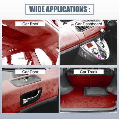 Harfington Suede Headliner Fabric 80" Length x 60" Width Foam Backed for Car Truck RV SUV Interior Trim Protect Aging Broken Faded DIY Repair Replacement Red