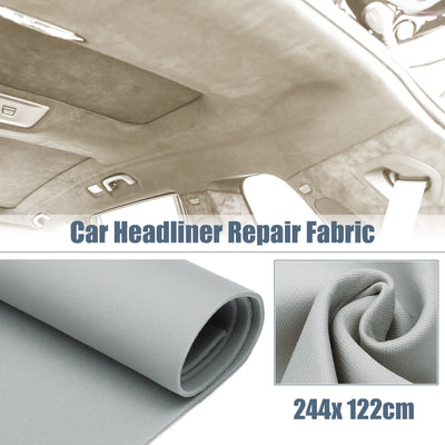 Harfington Breathable Mesh Fabric 96" Length x 48" Width Foam Backed for Car Truck RV SUV Interior Trim Protect Aging Broken Faded DIY Repair Replacement Gray