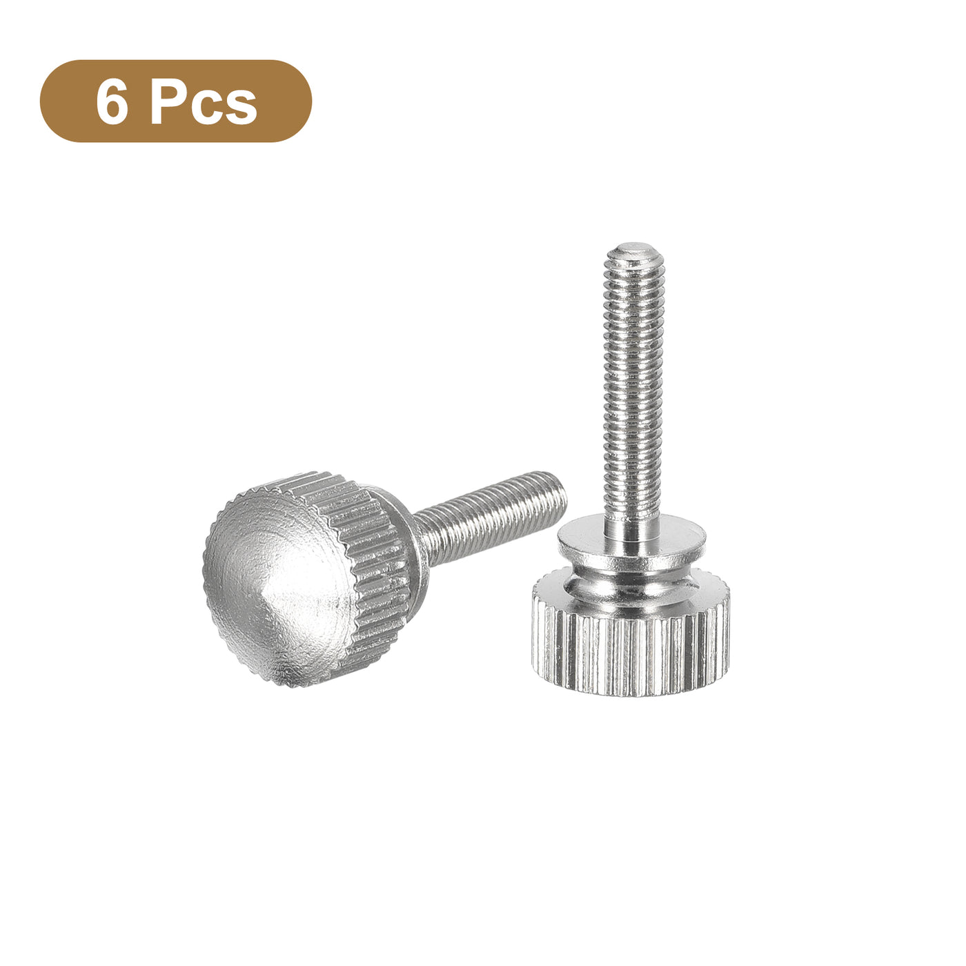 uxcell Uxcell M3x14mm Knurled Thumb Screws, 6pcs Brass Thumb Screws with Shoulder, Silver Tone