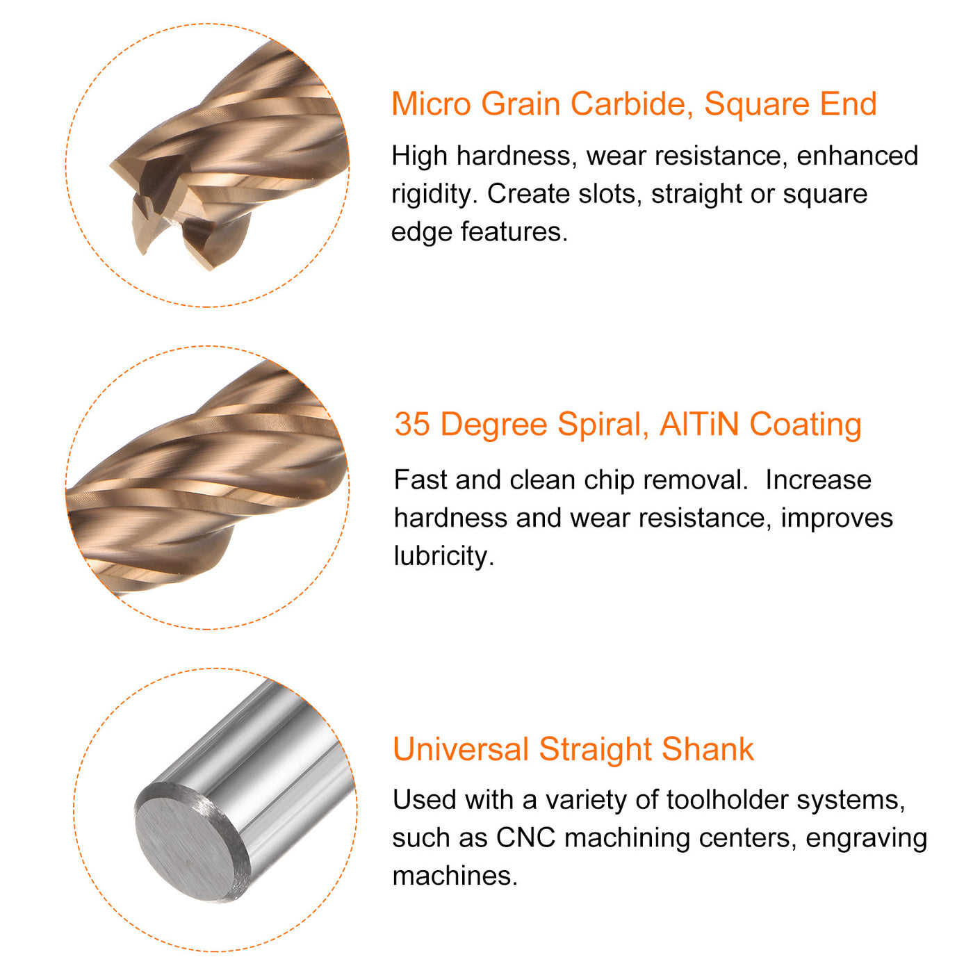 Harfington 8mm x 24mm x 8mm x 60mm AlTiN Coated Carbide 4 Flutes Square End Mill Cutter