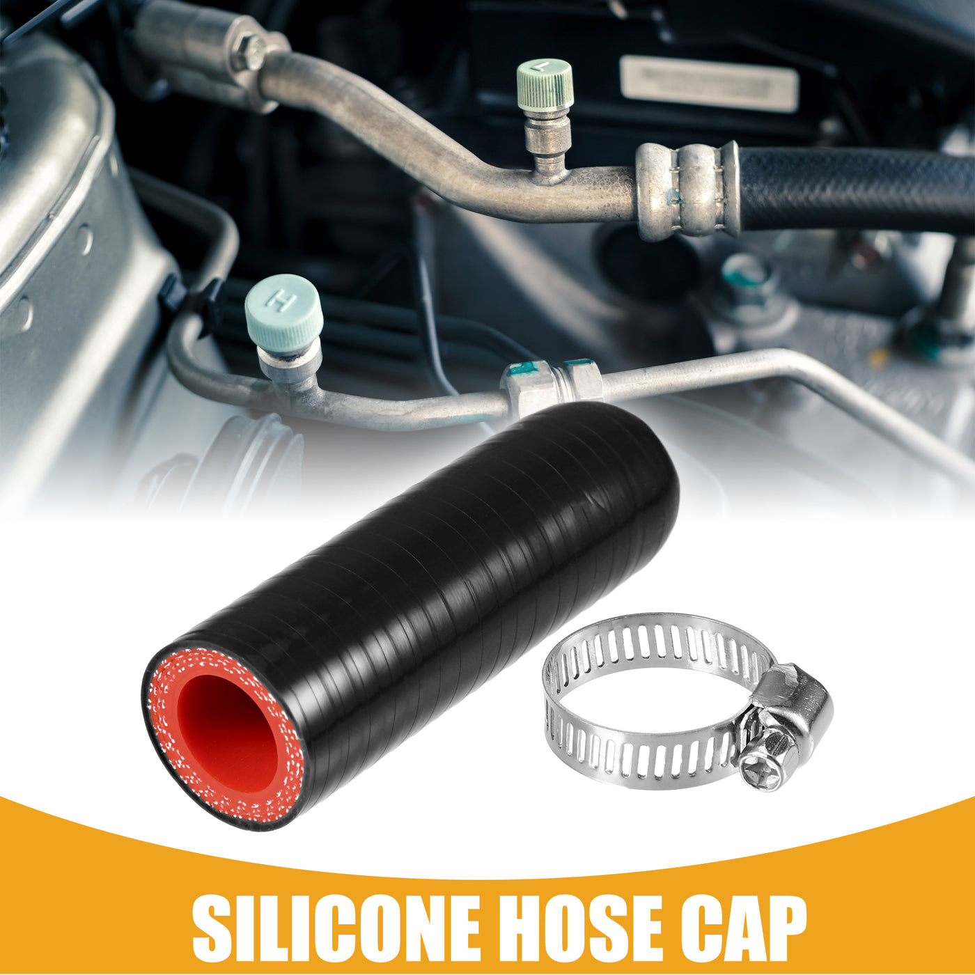 Partuto 1 Set 16mm 0.63" ID Universal Silicone Coolant Cap Intake Vacuum Hose End Plug - Car for Coolant Heater Bypass Vacuum Water Port - Silicone Black Red
