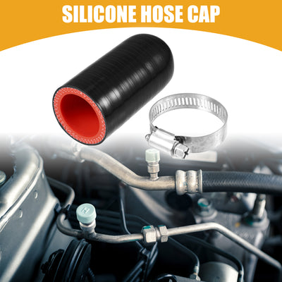 Harfington 1 Set 30mm 1.18" ID Universal Silicone Coolant Cap Intake Vacuum Hose End Plug - Car for Coolant Heater Bypass Vacuum Water Port - Silicone Black Red