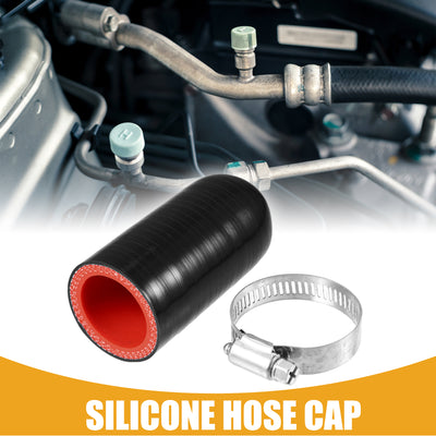 Harfington 1 Set 30mm 1.18" ID Universal Silicone Coolant Cap Intake Vacuum Hose End Plug - Car for Coolant Heater Bypass Vacuum Water Port - Silicone Black Red
