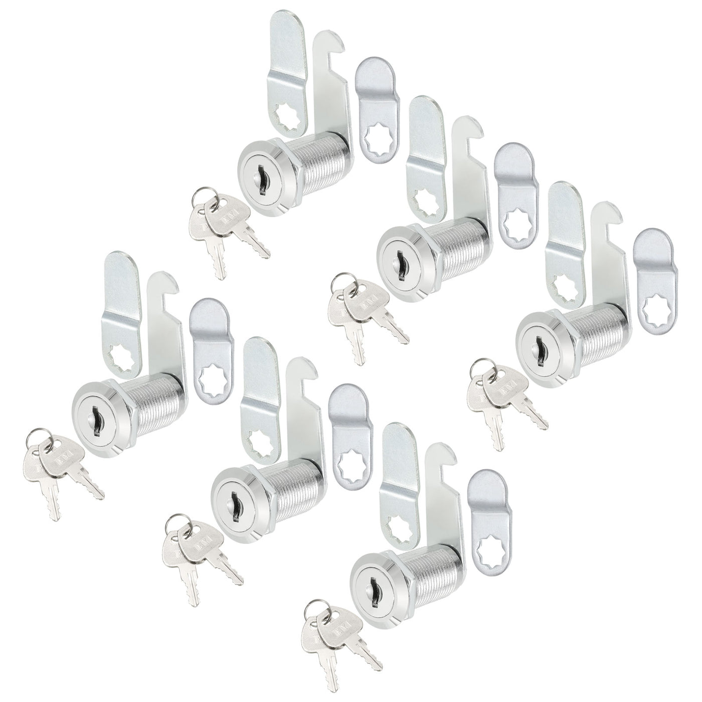 Harfington 1-1/8" Cam Locks with Keys, 6 Pack File Drawer Secure Storage Tool Box Mailbox Replacement Lock Keyed Different for Outdoor Toolbox, Silver Tone