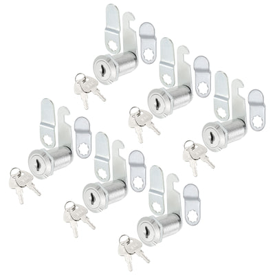 Harfington 1-1/8" Cam Locks with Keys, 6 Pack File Drawer Secure Storage Tool Box Mailbox Replacement Lock Keyed Different for Outdoor Toolbox, Silver Tone