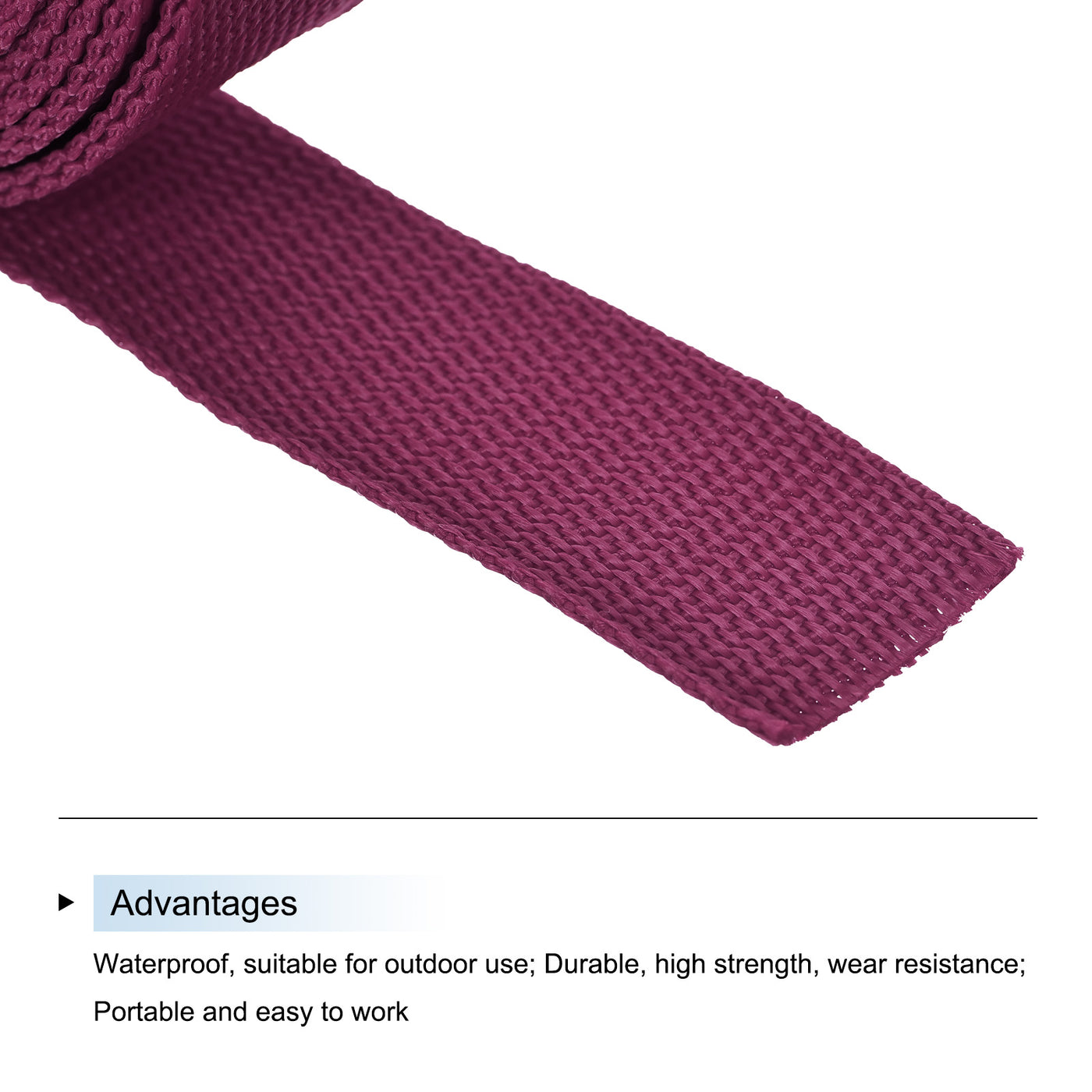 Harfington Lightweight Polypropylene Webbing Strap 1.5" 10 Yard Backpack Strapping Band Dark Red for Outdoor Luggage Cargo Straps