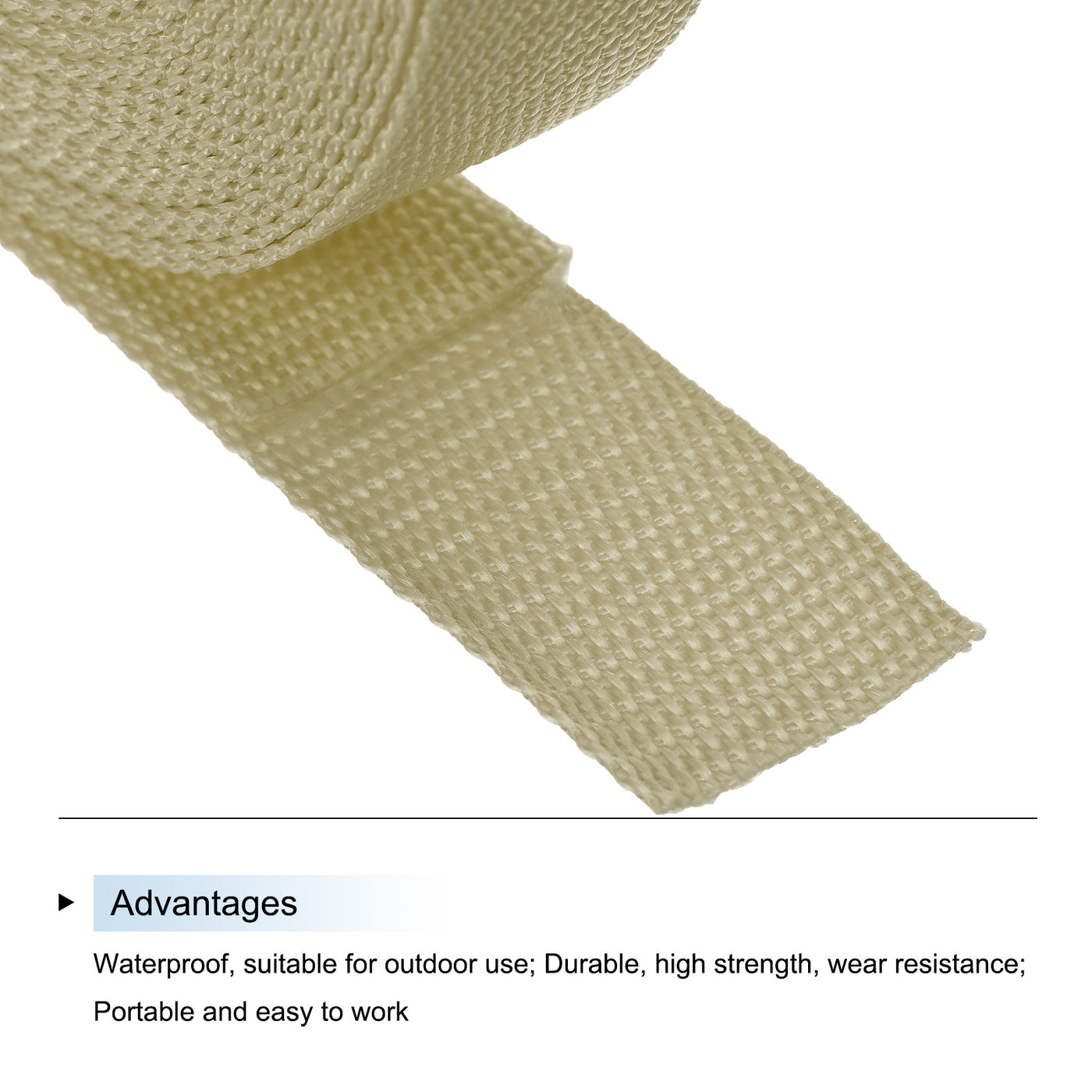 Harfington Lightweight Polypropylene Webbing Strap 1.5" 10 Yard Backpack Strapping Band Light Khaki for Outdoor Luggage Cargo Straps