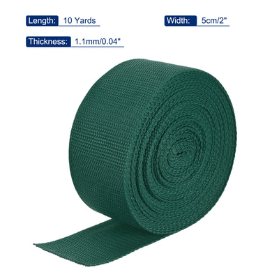 Harfington Lightweight Polypropylene Webbing Strap 2" 10 Yard Backpack Strapping Band Dark Green for Outdoor Luggage Cargo Straps