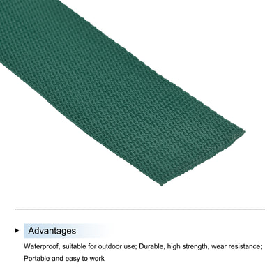 Harfington Lightweight Polypropylene Webbing Strap 2" 10 Yard Backpack Strapping Band Dark Green for Outdoor Luggage Cargo Straps