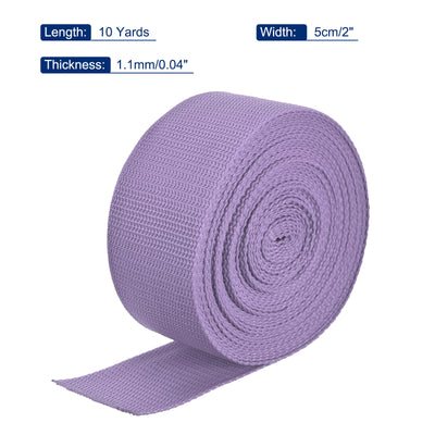 Harfington Lightweight Polypropylene Webbing Strap 2" 10 Yard Backpack Strapping Band Lavender Purple for Outdoor Luggage Cargo Straps