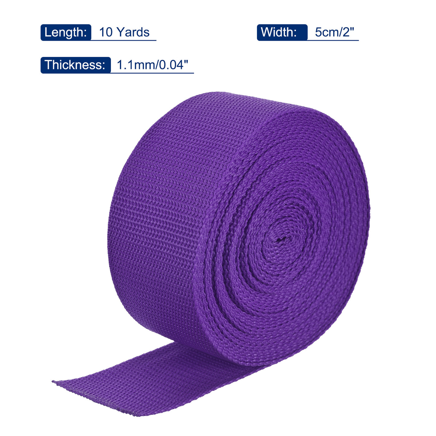 Harfington Lightweight Polypropylene Webbing Strap 2" 10 Yard Backpack Strapping Band Dark Purple for Outdoor Luggage Cargo Straps