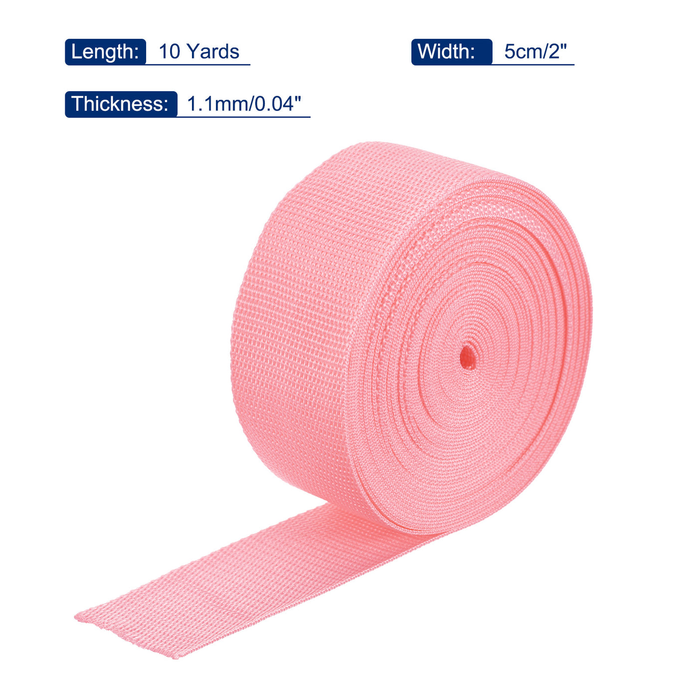 Harfington Lightweight Polypropylene Webbing Strap 2" 10 Yard Backpack Strapping Band Pink for Outdoor Luggage Cargo Straps